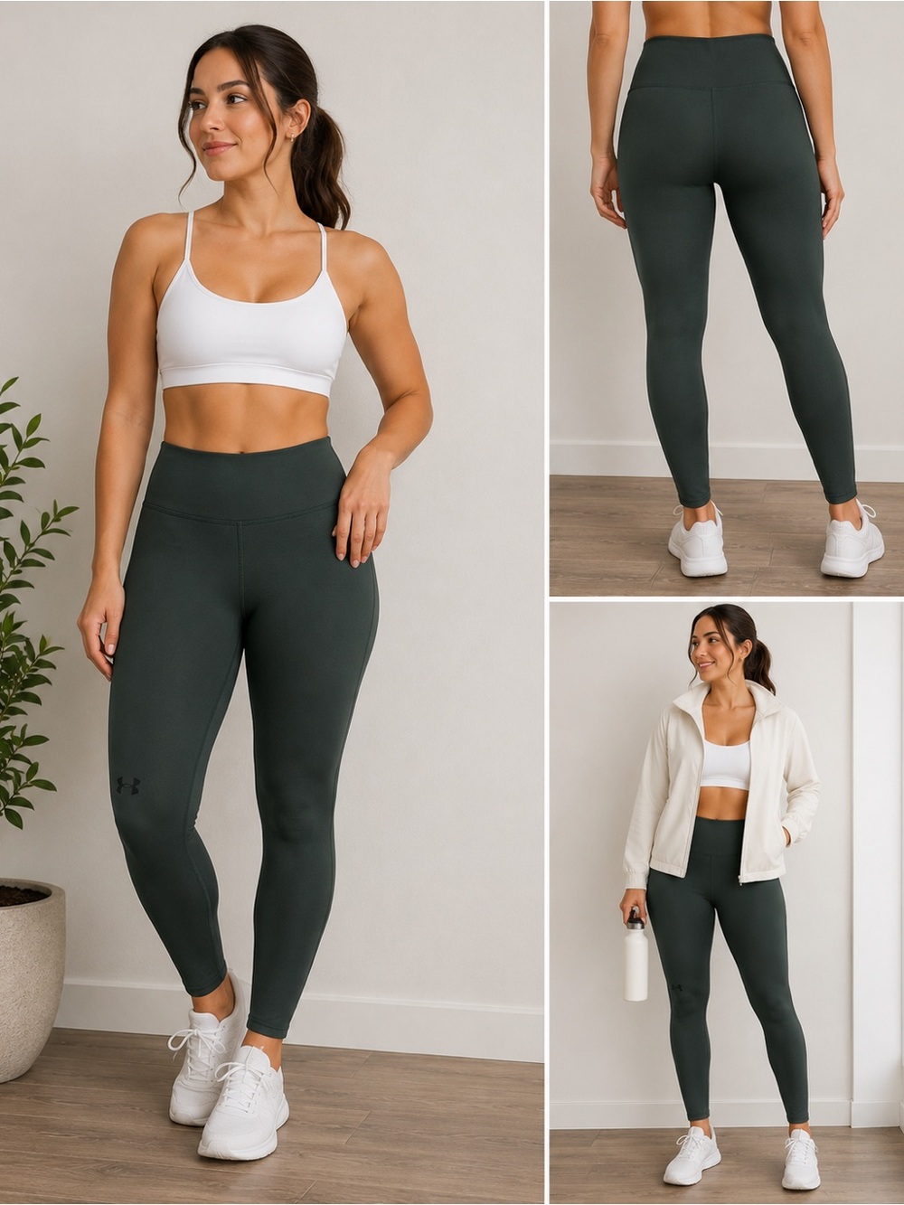 Under Armour Dark Olive Performance Leggings Women’s Size L - Picture 3 of 4